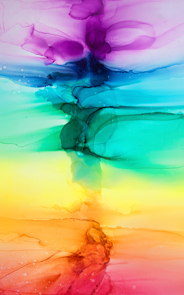 Abstract rainbow colorful background, wallpaper. Mixing acrylic paints. Modern art. Alcohol ink colors translucent. Alcohol Abstract contemporary art fluid. - Photo, Image