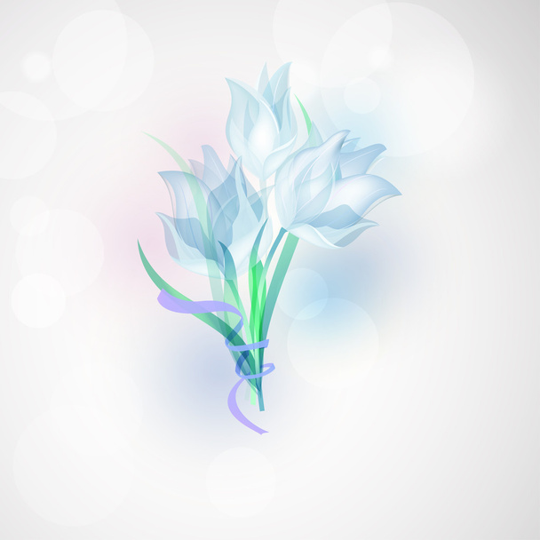 Card with tulips. Card for mothers day. Abstract background. - Vector, Image