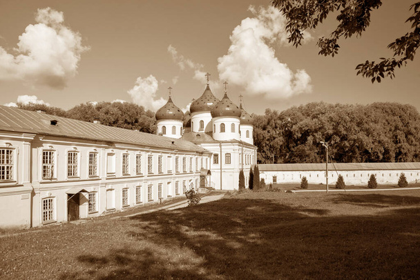 St. George's (Yuriev) Monastery, Veliky Novgorod, Russia - Holy Cross Cathedral of St. George's Monastery, Yurievo village, outskirts of Veliky Novgorod. UNESCO world heritage site. - Photo, Image