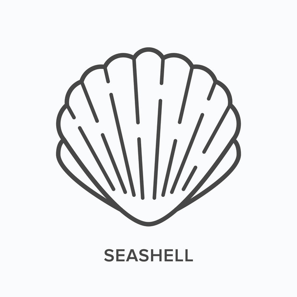 Seashell line icon. Vector outline illustration of scallop. Marine clam pictorgam - Vector, Image
