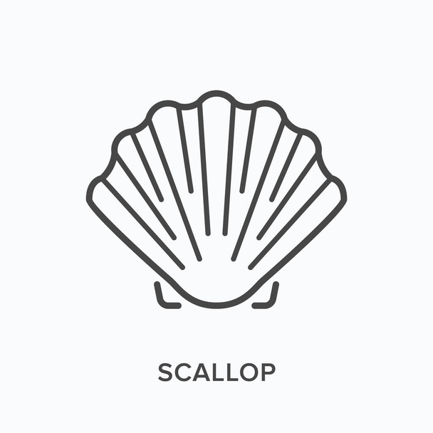 Scallop lijn icoon. Vector schets illustratie van schelpen. Schelpdierpictorgam - Vector, afbeelding