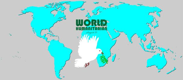 Vektorillustration zum Welttag der humanitären Hilfe. 19. August: Taube oder Taube und Palme. - Vektor, Bild