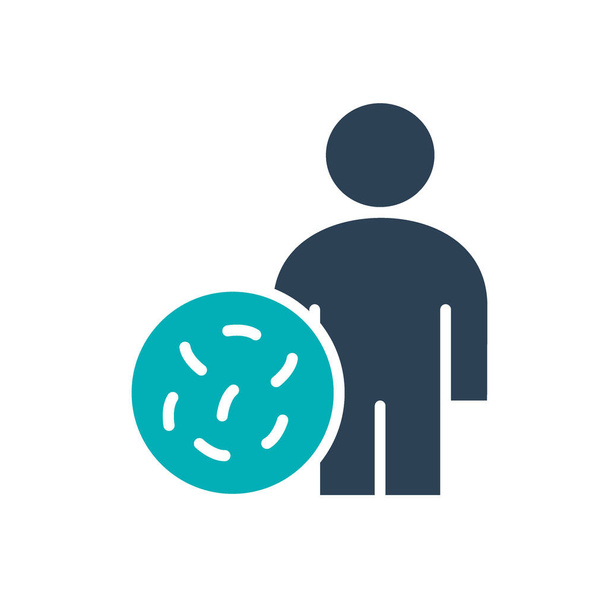 Profilo utente con icona colorata batterica. Infezioni, simbolo del coronavirus - Vettoriali, immagini