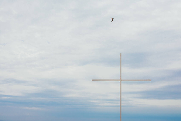 big cross with sea on the background - Photo, Image