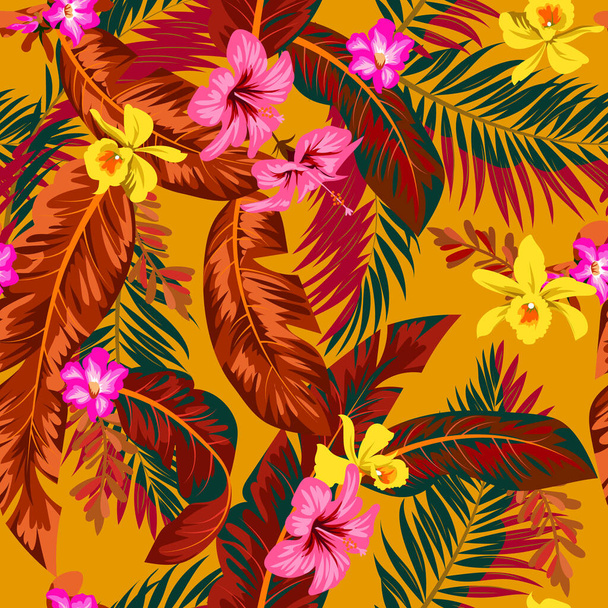 Seamless tropical bright pattern for textile - Vector, imagen