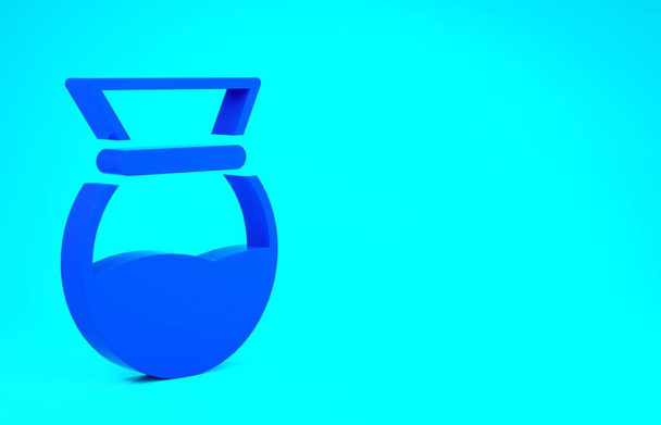 Icona Chemex blu isolata su sfondo blu. Metodi alternativi di preparazione del caffè. Cultura del caffè. Concetto minimalista. Illustrazione 3d rendering 3D - Foto, immagini
