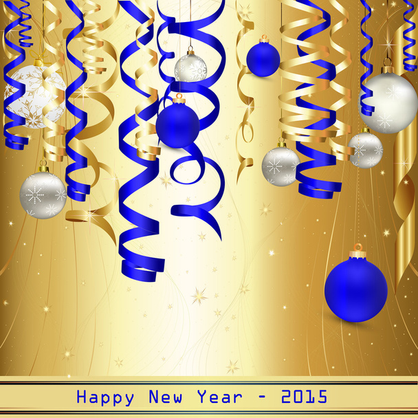 goud en blauw gelukkig nieuw jaar 2015 - Foto, afbeelding