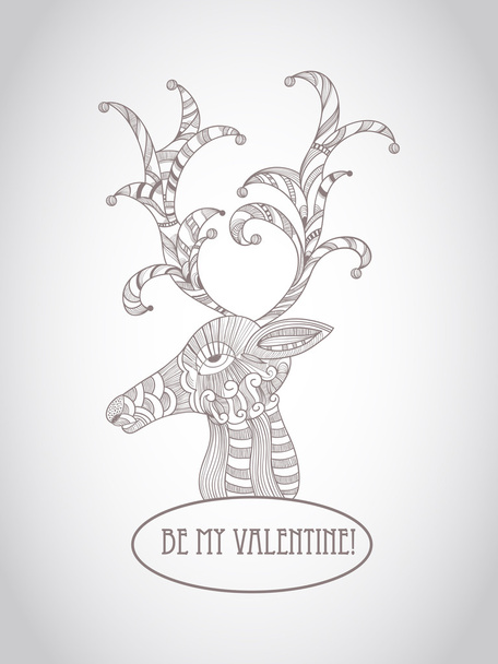 Tarjeta de felicitación de San Valentín con ciervo
 - Vector, imagen