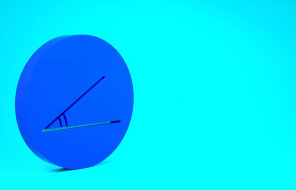 Синий острый угол значка 45 градусов изолирован на синем фоне. Концепция минимализма. 3D-рендеринг - Фото, изображение