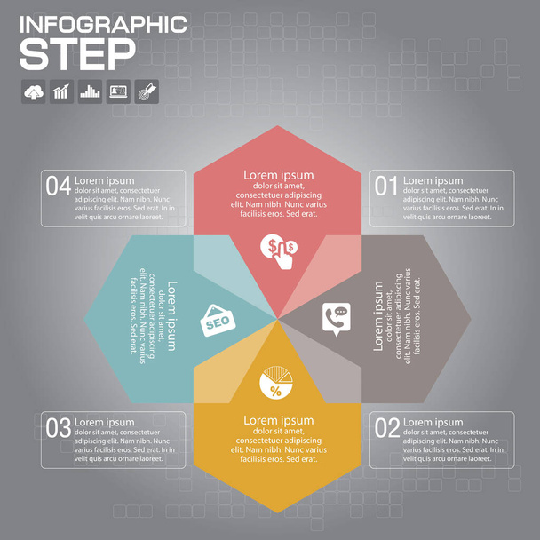 Infographics step by step. Universal abstract element of chart, graph, diagram with 4 steps - Vector, Image