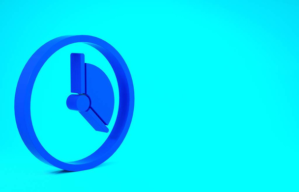 Blue Time Management icon isolated on blue background. Clock sign. Productivity symbol. Minimalism concept. 3d illustration 3D render - Fotoğraf, Görsel