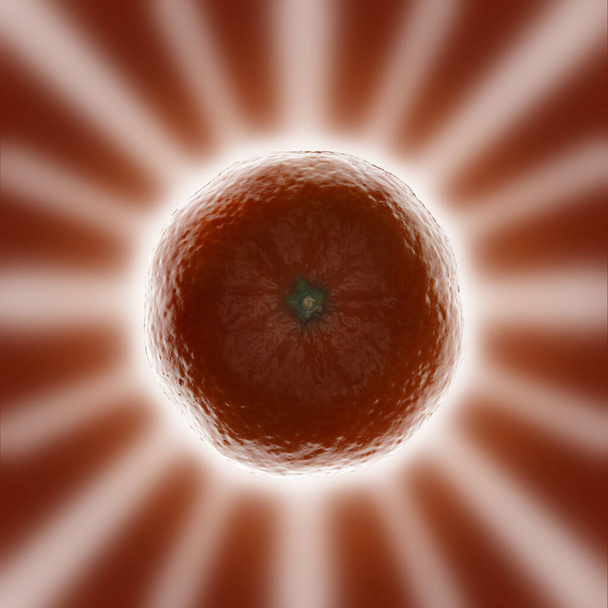 jednoduchá mandarinka s efektem hvězdy zpět záře na oranžovém pozadí - Fotografie, Obrázek