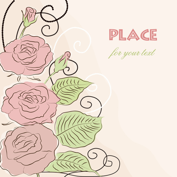 Vector background with pink roses - Vector, imagen