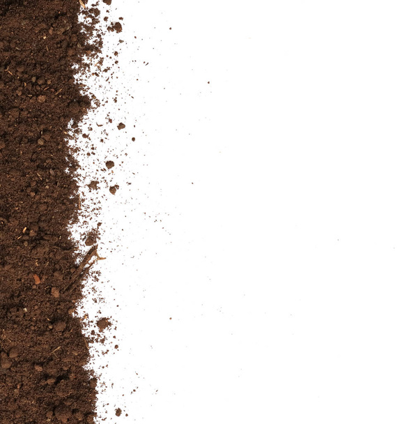Dirty earth on white background. Natural soil texture - Fotó, kép
