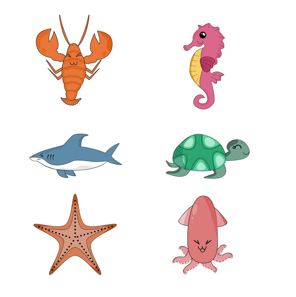 Créatures marines telles que les crevettes en haute mer. Pour affiche, design, Médias pédagogiques. Sauvez la journée mondiale océan. - Vecteur, image