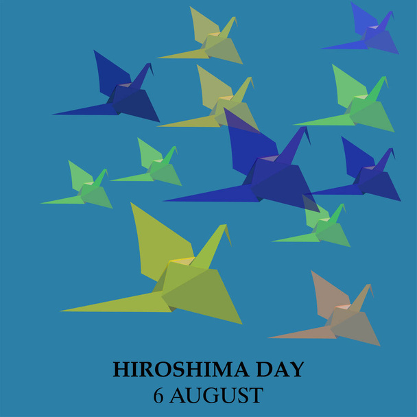 Vector illustration bird paper crane, bird paper craft for Hiroshima remembrance day minimal style concept. - Vector, Image