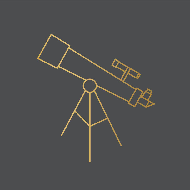 goldene Icon-Vektor-Illustration des Teleskops - Vektor, Bild