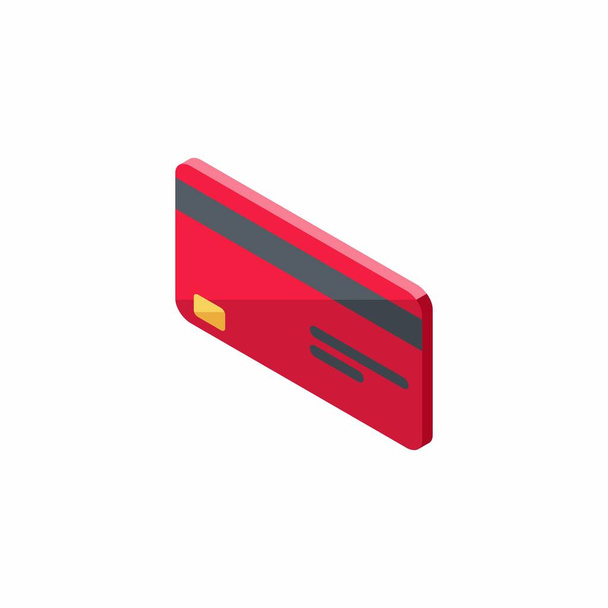 Kreditní karta Červený levý pohled - Bílé pozadí ikona vektor izometrický. - Vektor, obrázek
