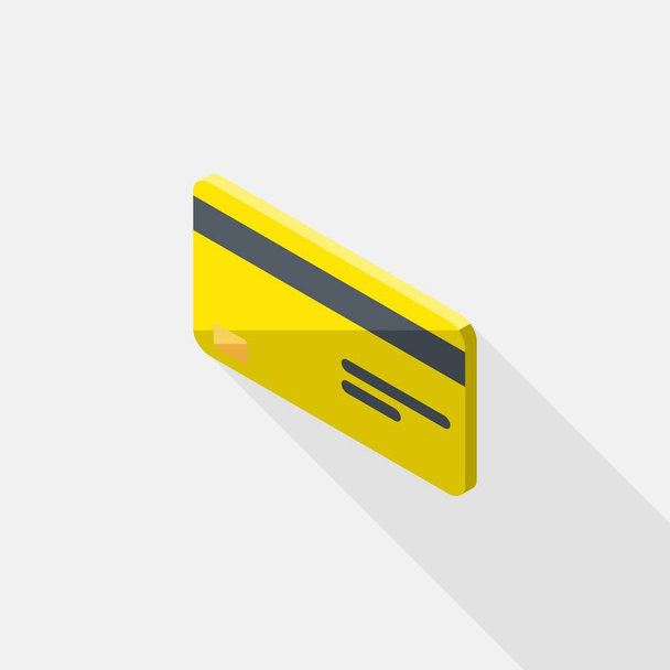 Credit card Yellow left view icon vector isometric. - Vector, Image