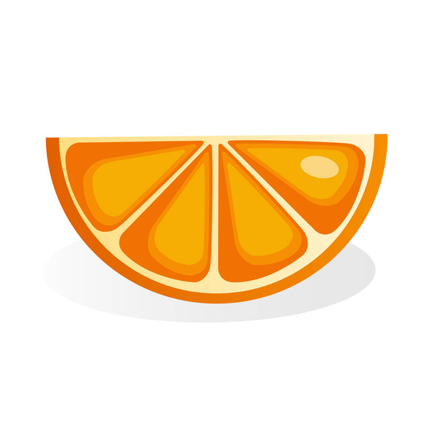 Vektorové znázornění oranžových plátků na bílém pozadí. Pomeranč a citrusy na etiketu, logo, menu a webové stránky, reklama, ikony pro potisk na tkaninu. Koncept zdravé stravy. - Vektor, obrázek