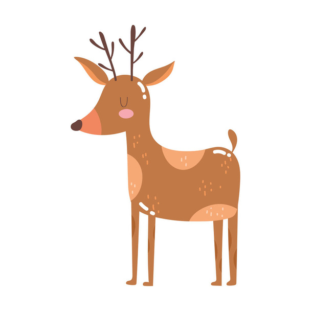 carino animali cervo cartone animato isolato icona disegno bianco sfondo - Vettoriali, immagini