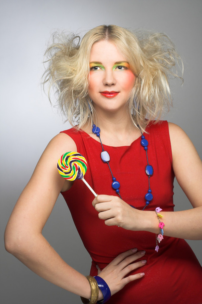 Girl with lollipop - Фото, зображення