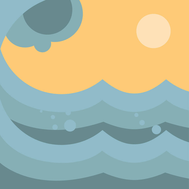 tenger hullám jelenet elszigetelt ikon - Vektor, kép