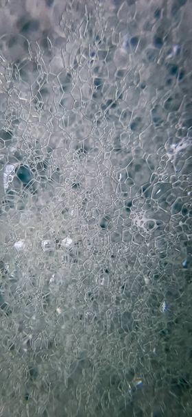 Macro de burbujas de detergente haciendo estructura cristalina. primer plano extremo
 - Foto, Imagen