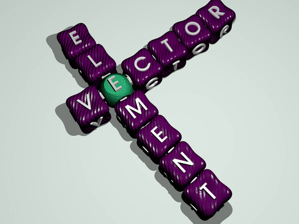 crosswords of vector element arranged by cubic letters on a mirror floor, concept meaning and presentation. illustration and design - Photo, Image