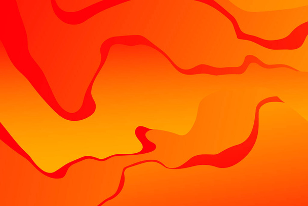 Abstrakter orangefarbener und roter Hintergrund mit geschwungenen Linien. Lava. Burn. Feuer. Flamme. - Vektor, Bild