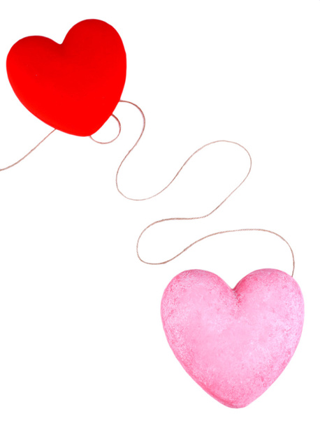Two decorative hearts, isolated on white - Φωτογραφία, εικόνα