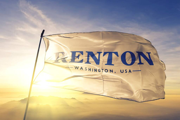 Renton de Washington de drapeau des États-Unis agitant - Photo, image