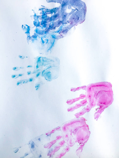 Childlike Hand Wallpaper. Stamp Summer Paint.  - Фото, зображення
