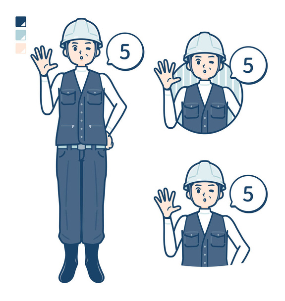 A Man wearing workwear with Counting as 5 images - ベクター画像