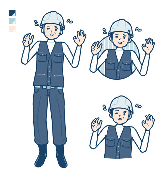 A Man wearing workwear with panic images - Vector, Image
