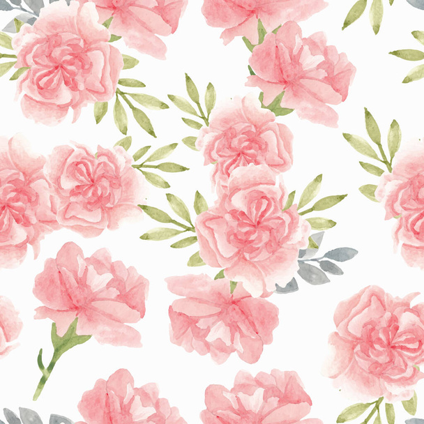 Watercolor pink carnation flower seamless pattern - Wektor, obraz