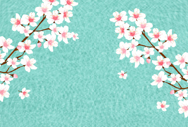 Kwiat wiśni Akwarela japoński wzór tło - Wektor, obraz