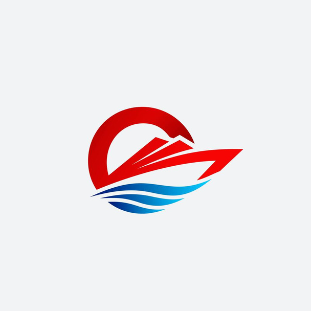 文字Oとボートのロゴテンプレート - ベクター画像