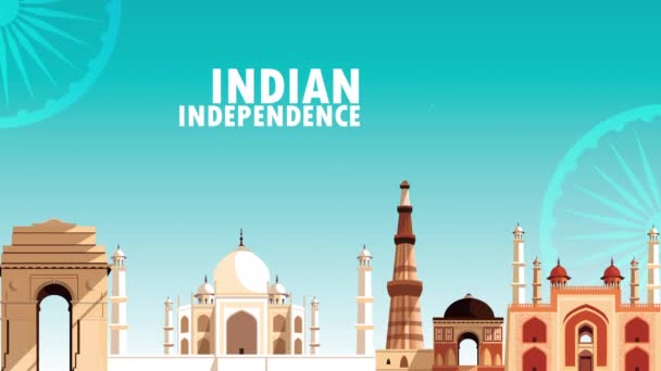 india independence day celebration with monuments - Footage, Video