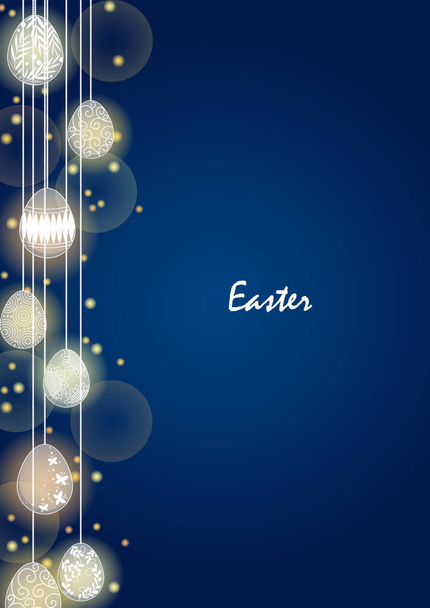 Easter egg party light frame on night sky background for decoration on Easter night party. - Vector, Image