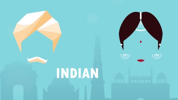 india γιορτή ημέρα ανεξαρτησίας με ζευγάρι σχήμα - Πλάνα, βίντεο