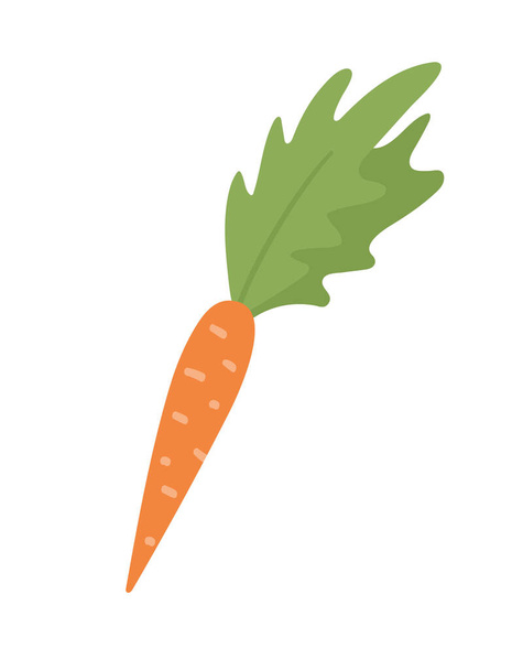 かわいい人参のベクトル。秋野菜。フラットスタイルのオレンジ野菜。白を背景にした面白いイラスト。健康食品｜ico - ベクター画像