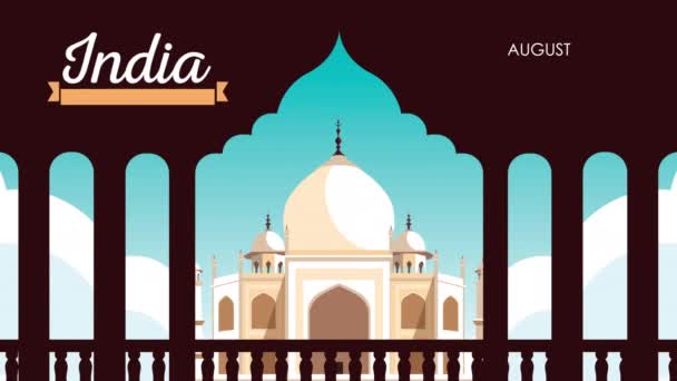 india independence day celebration with taj mahal - Footage, Video