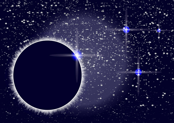 Abstraktes Universum. Kreativer Hintergrund Weltraum mit Sonnenfinsternis. Vektorillustration. - Vektor, Bild