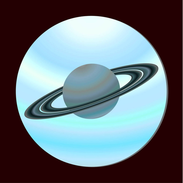 Die Ikone des Planeten Saturn vom Bullauge aus gesehen. Raumgestaltung. Vektorillustration im flachen Stil. - Vektor, Bild
