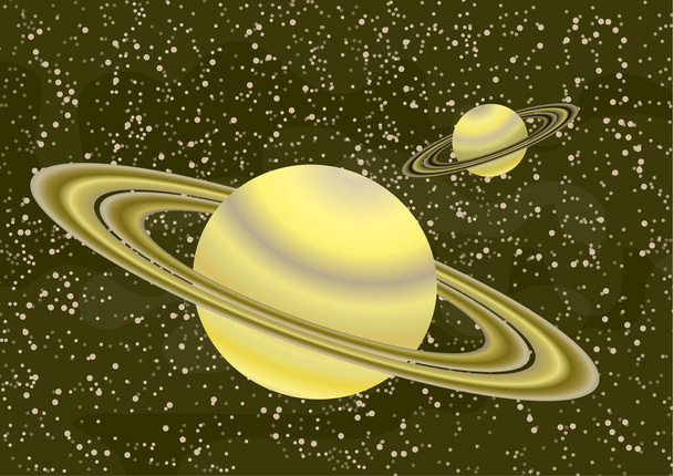 Saturnähnliche Planeten mit einem Asteroidengürtel. Sternenhimmel bunten Raum Hintergrund für Ihr Design. Fantasie, Karikatur. Vektorillustration. - Vektor, Bild