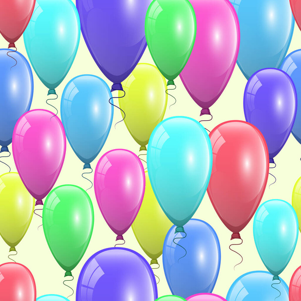 Krásné slavnostní pozadí design se spoustou barevných balónů. Prázdninový dekor pro váš design přání. Bezproblémové pozadí. Vektorová ilustrace - Vektor, obrázek