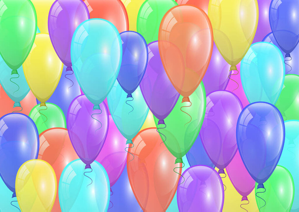 Beautiful festive background design with lots of colored balloons. Holiday decor element for your greeting card design. Vector illustration - Vetor, Imagem
