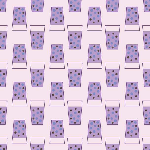 Taro púrpura burbuja té patrón de vectores sin costura - Vector, Imagen