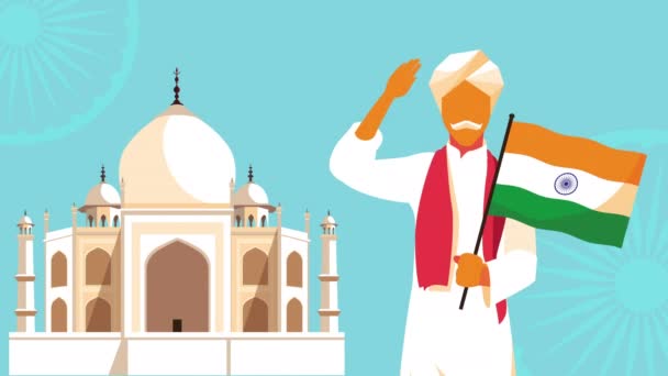Indie Den nezávislosti oslavy s mužem a vlajkou - Záběry, video